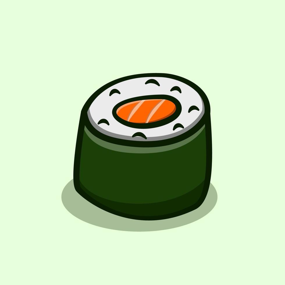 Salmon sushi roll cartoon illustration concept vector