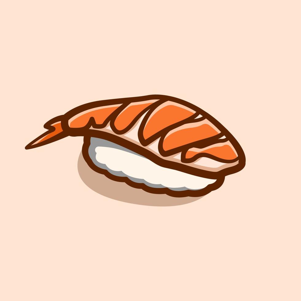 concepto de ilustración de dibujos animados de sushi nigiri de camarones vector