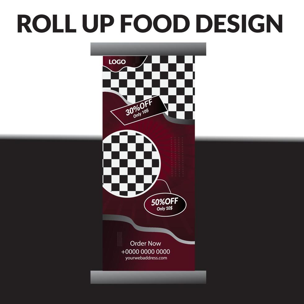 food roll up banner template vector