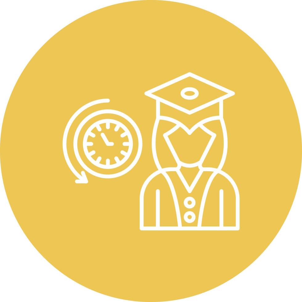 Part Time Student Line Circle Background Icon vector