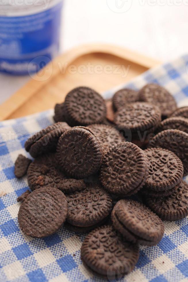 dhaka bangladesh 23th may 2021. oreo chocolate biscuits on plate photo