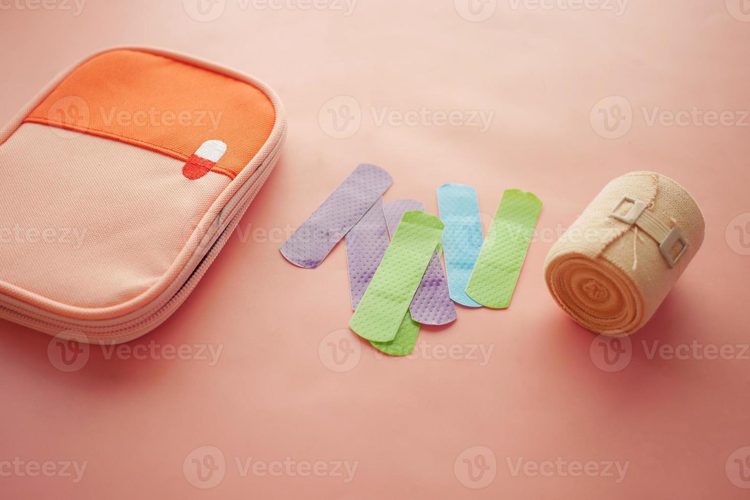 colorful adhesive bandage on white background photo