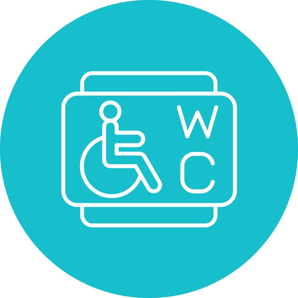 Disabled Toilet Line Circle Background Icon vector