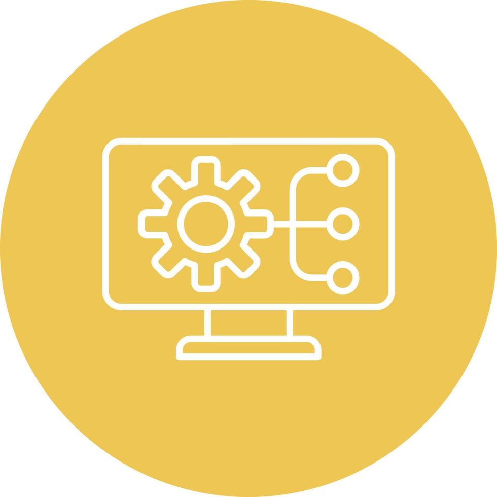 Working Software Line Circle Background Icon vector