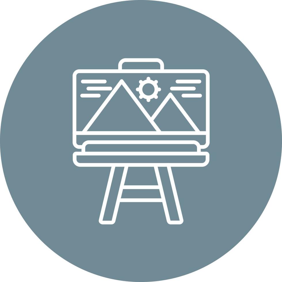 Canvas And Easel Line Circle Background Icon vector