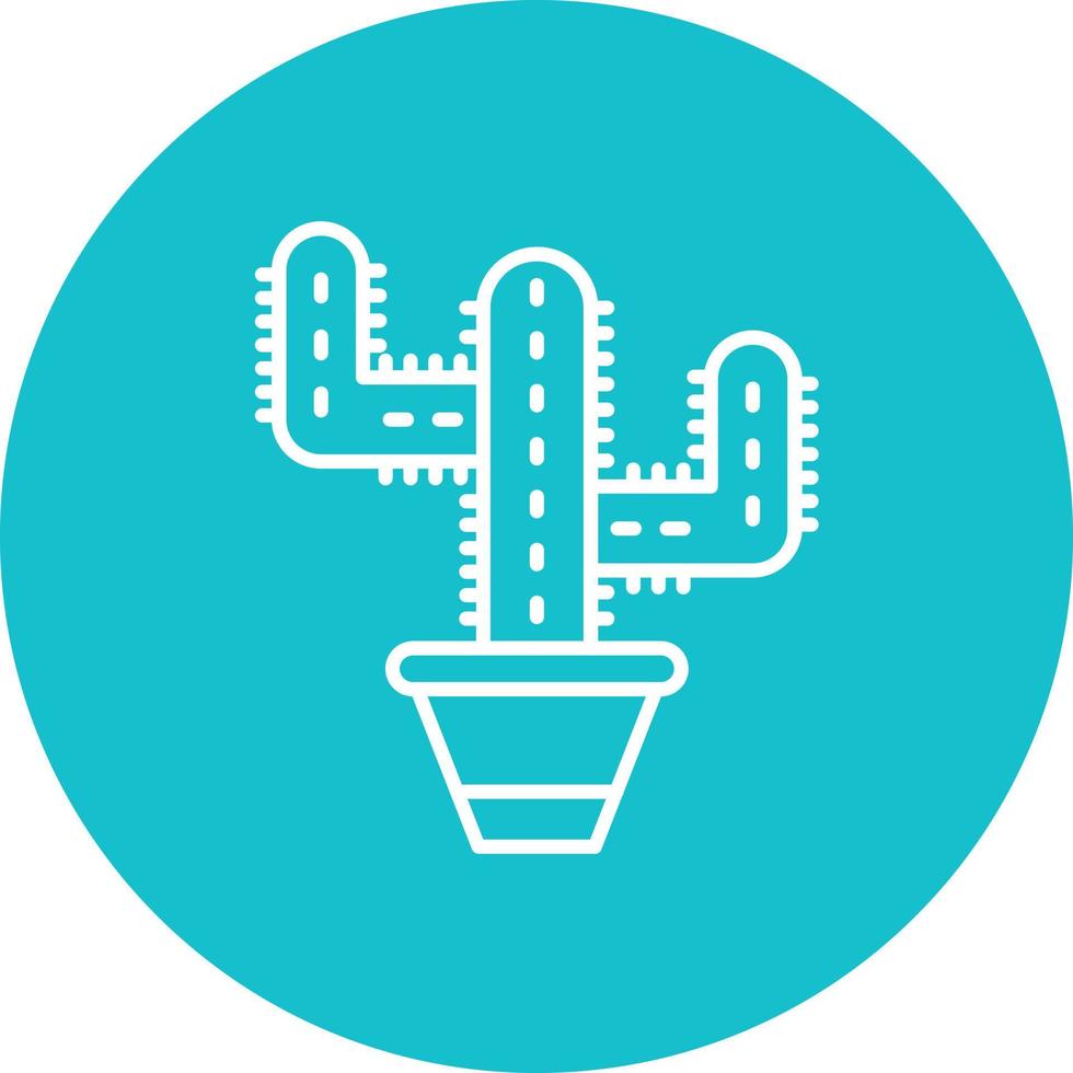 icono de fondo de círculo de línea de cactus vector