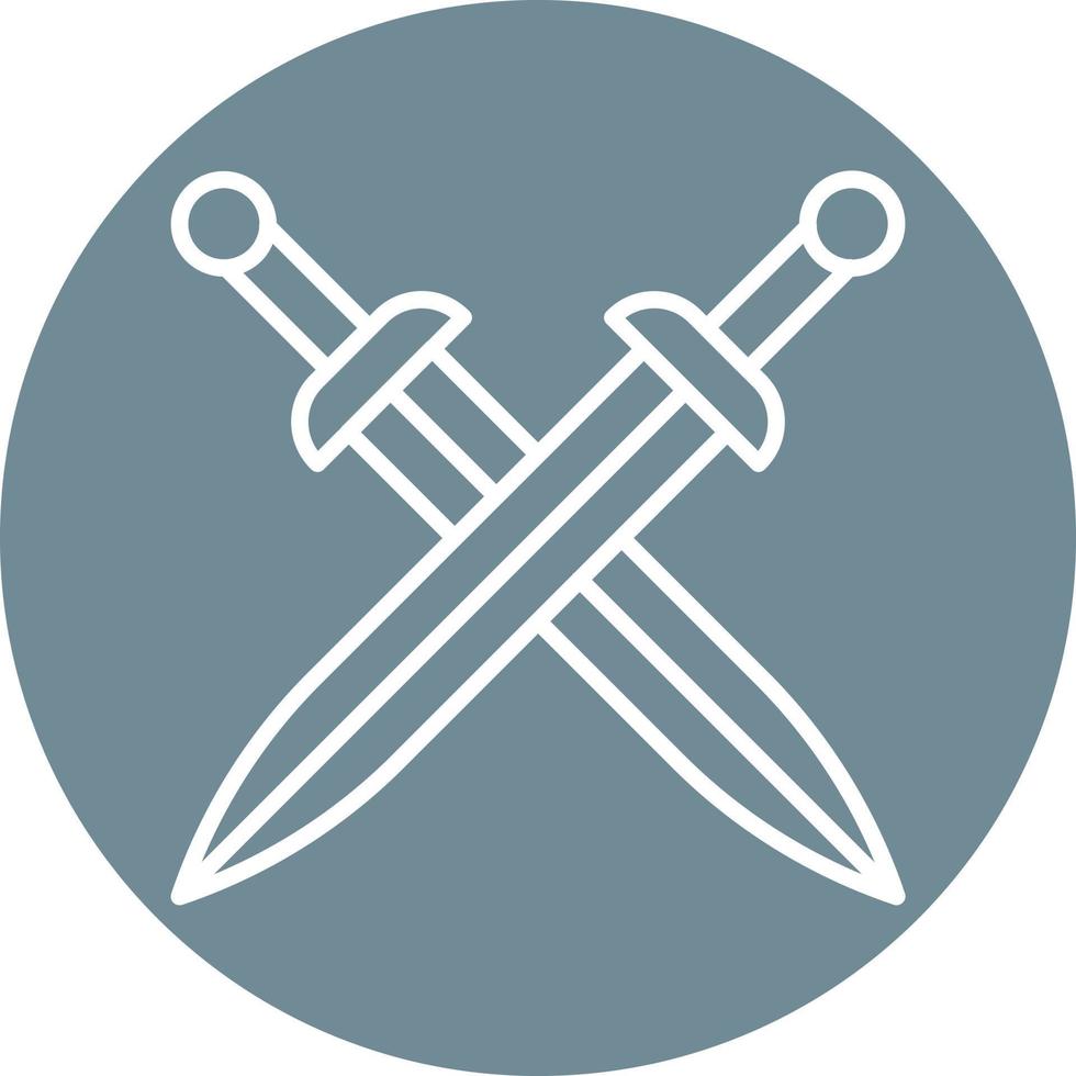 Two Swords Line Circle Background Icon vector