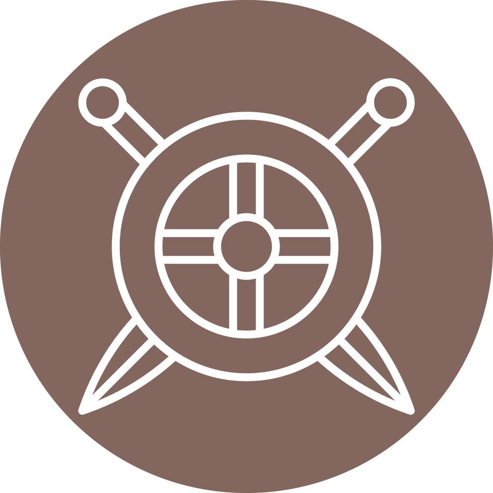 Two Swords And Shield Line Circle Background Icon vector