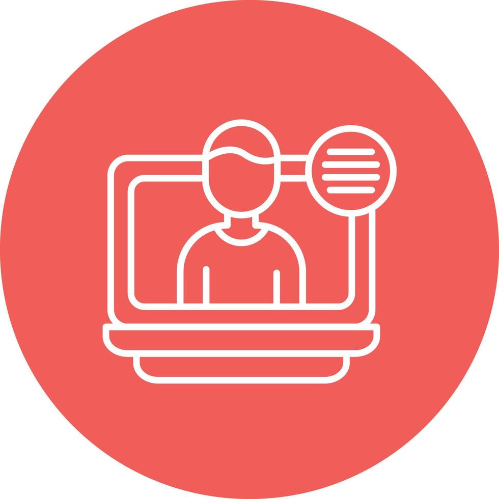 Male Blogger Line Circle Background Icon vector