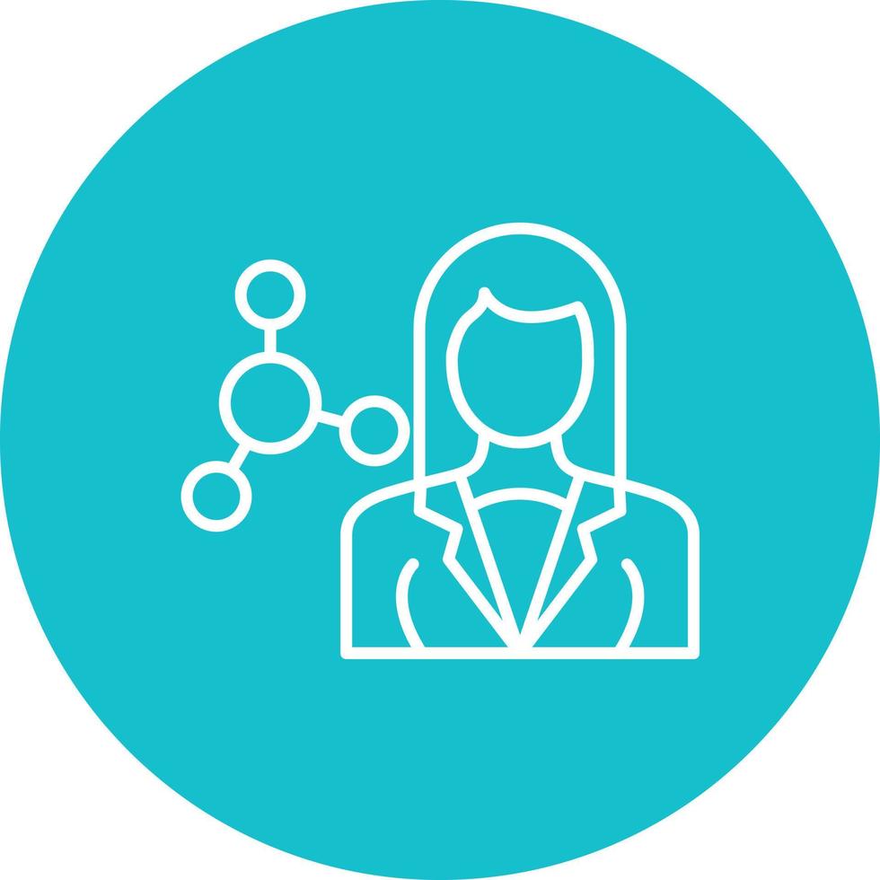 Scientist Female Line Circle Background Icon vector