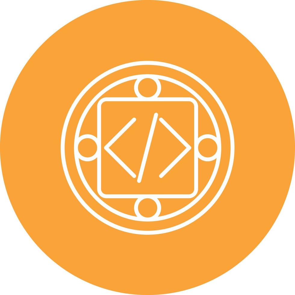 Custom Code Implementation Line Circle Background Icon vector