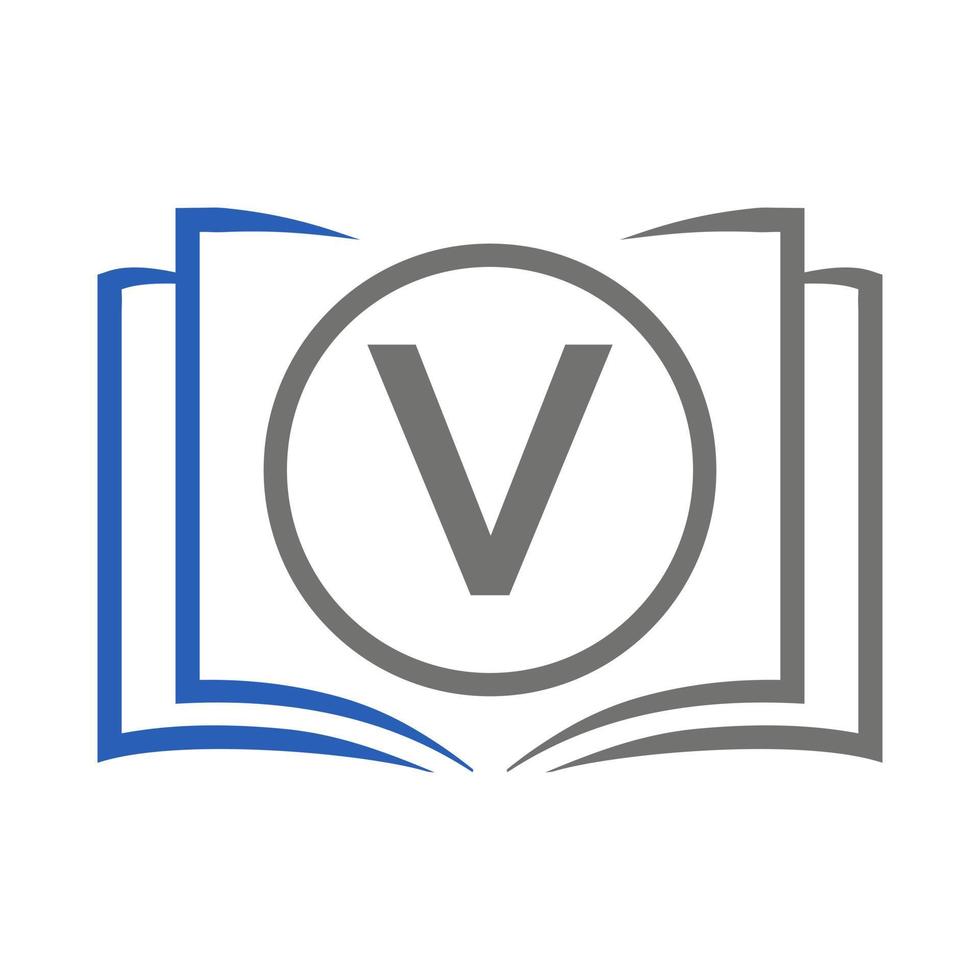 Education Logo On Letter V Template. Initial Educational Sign Concept Template vector