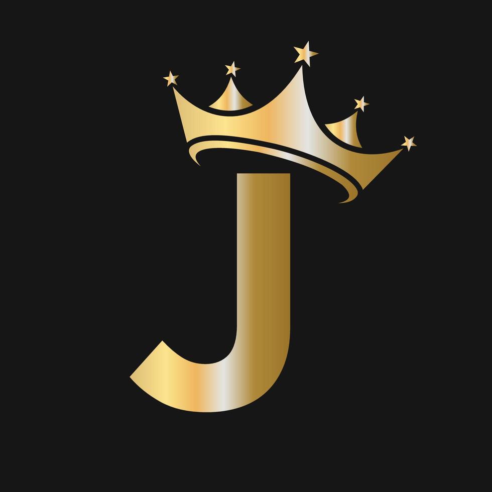 Letter J Crown Logo for Beauty, Fashion, Star, Elegant, Luxury Sign vector