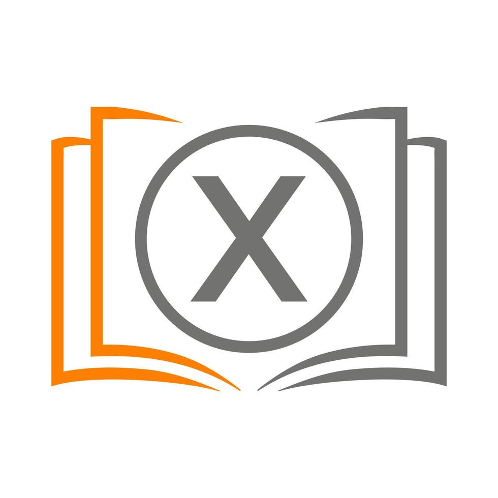 Education Logo On Letter X Template. Initial Educational Sign Concept Template vector