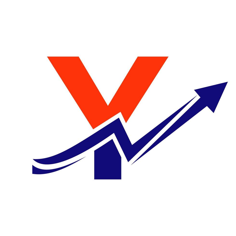 letra y plantilla de logotipo financiero con flecha de crecimiento de marketing vector