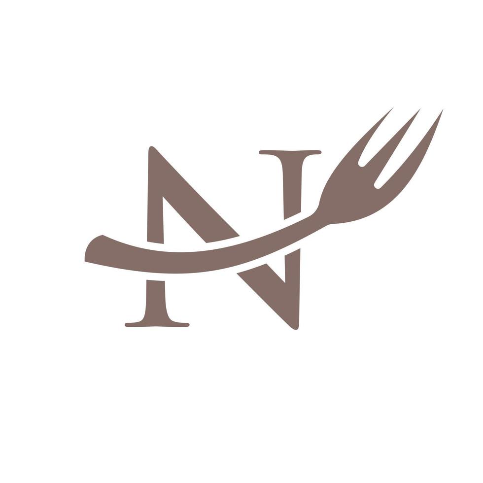 diseño de letrero de logotipo de restaurante de letra n vector
