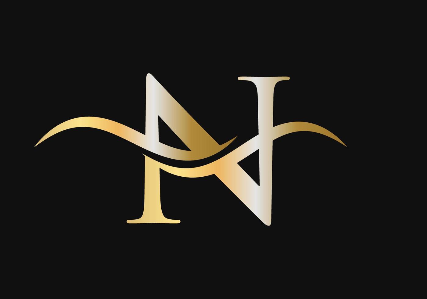 diseño de logotipo letra n con concepto de onda de agua vector