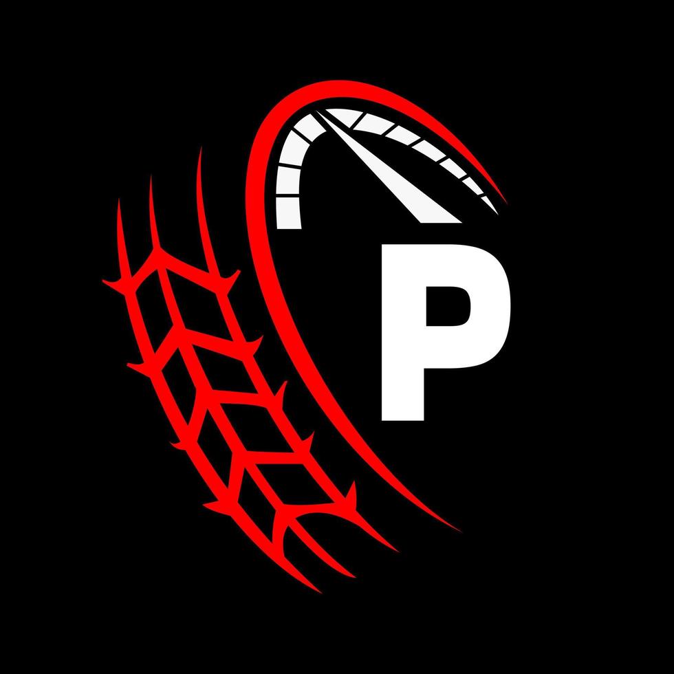 Car Automotive Logo On Letter P Speed Concept. Sport Car Template For Car Service vector