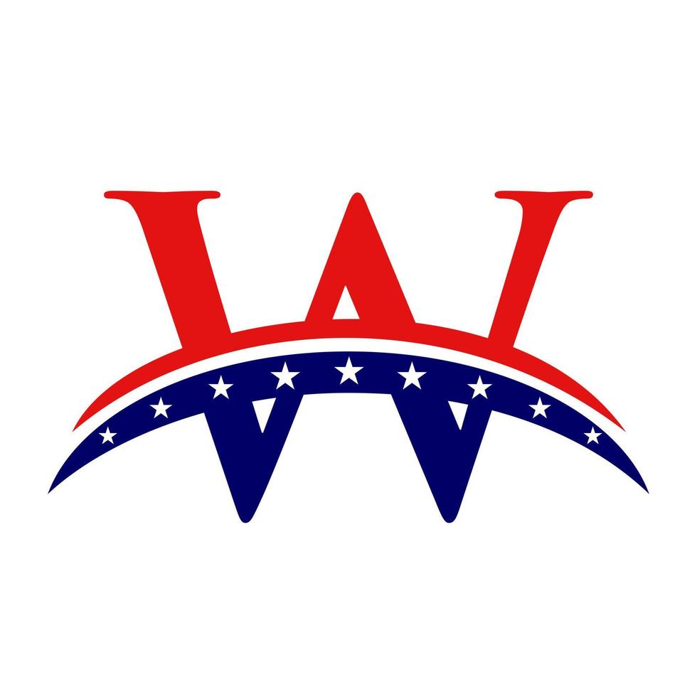 Initial Letter W American Logo. USA American Logo vector