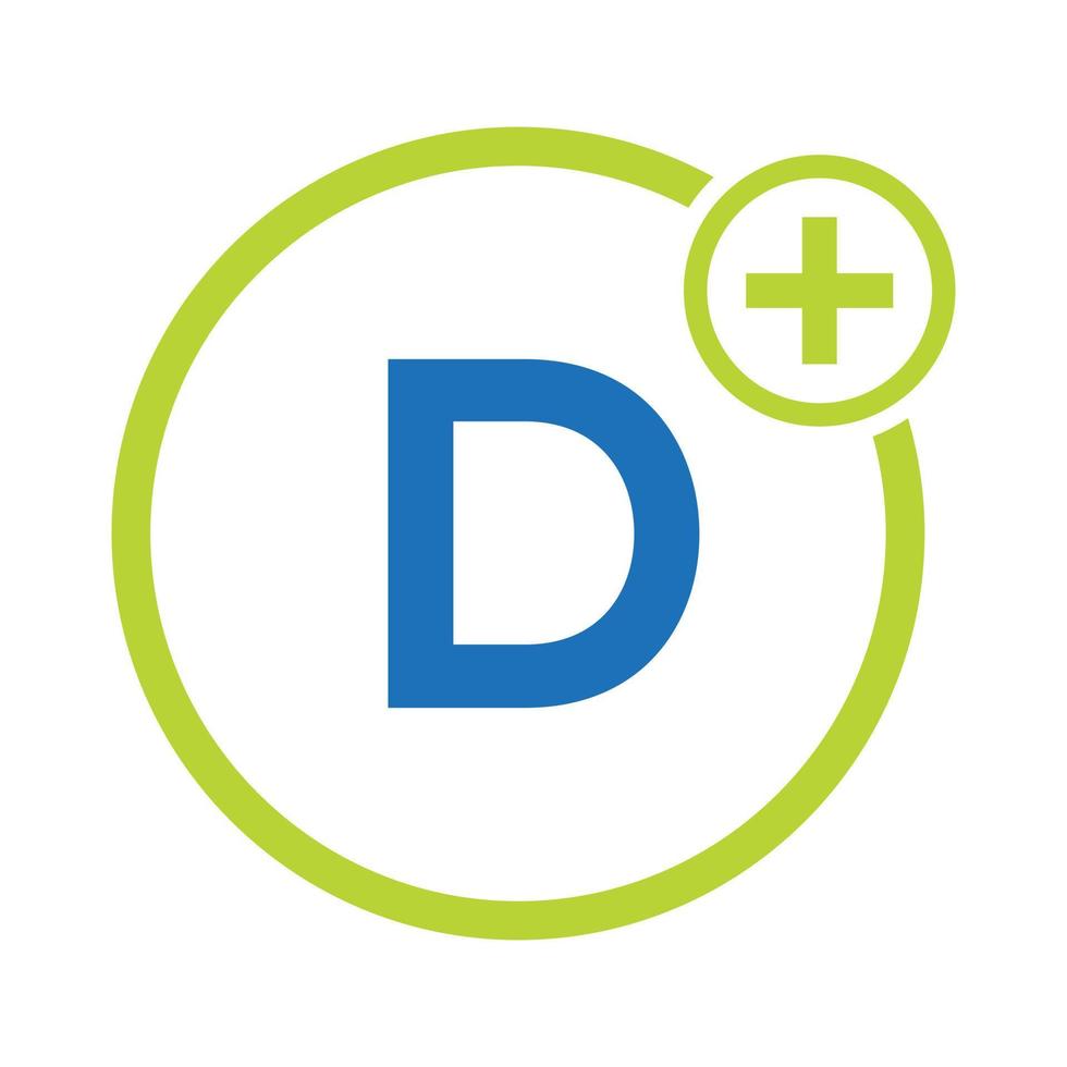 Letter D Healthcare Symbol Medical Logo  Template. Doctors Logo with Stethoscope Sign vector