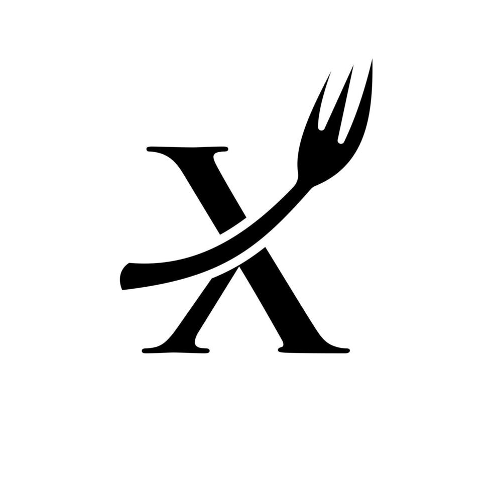 diseño de letrero de logotipo de restaurante de letra x vector