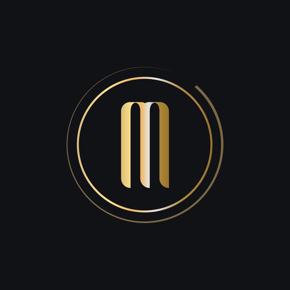 Initial M Letter Logo With Gold Color Luxury Concept vector