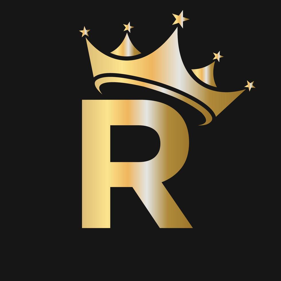 logo de la letra r crown para belleza, moda, estrella, elegante, signo de lujo vector