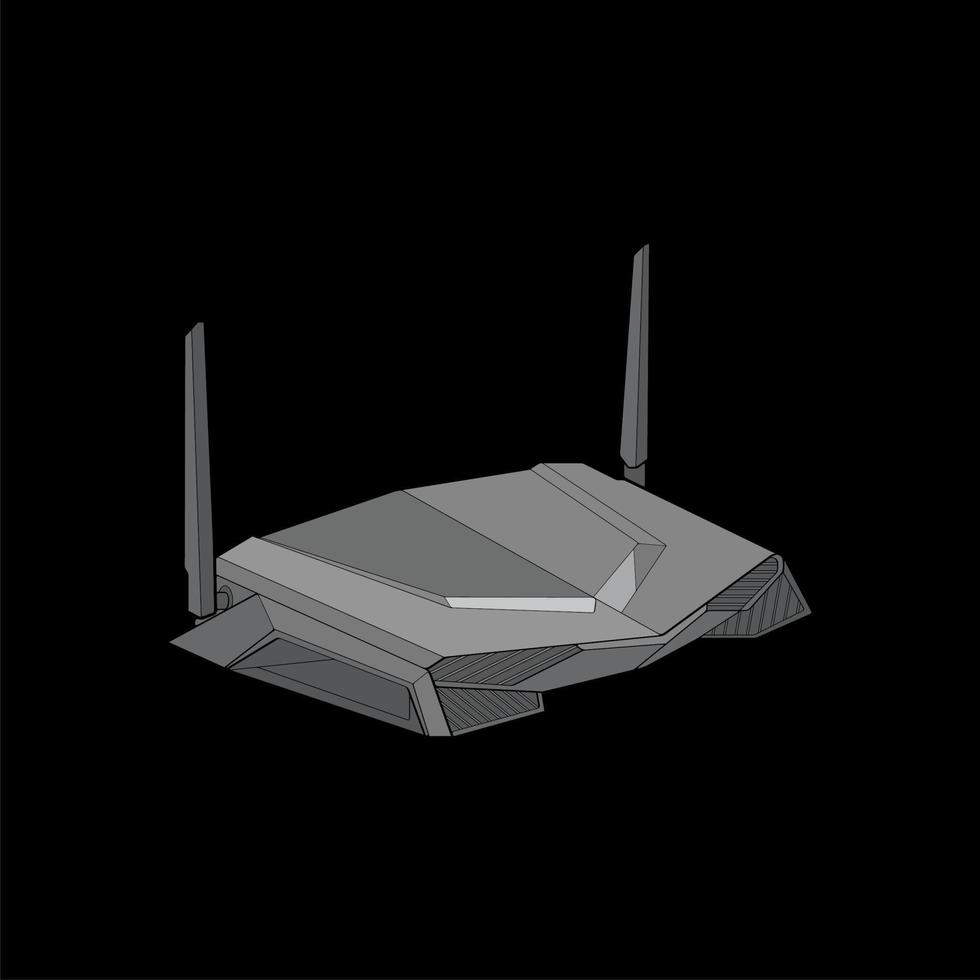 Router vector art. Vector Art isolated on black background for coloring book.