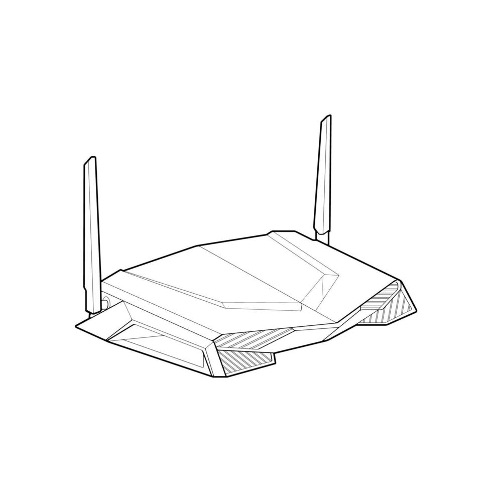 Router line art vector. Line art vector isolated on white background for coloring book.