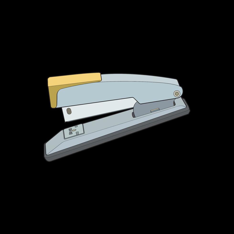 stapler in vector art style, isolated on black background. stapler in vector art style for coloring book.