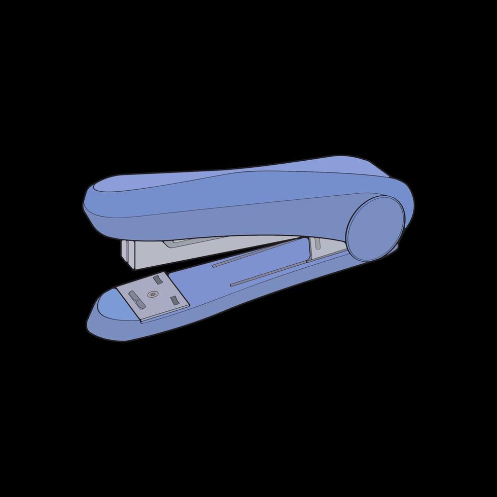 stapler in vector art style, isolated on black background. stapler in vector art style for coloring book.