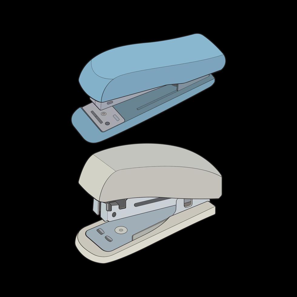 Set of stapler in vector art style, isolated on black background. stapler in vector art style for coloring book.