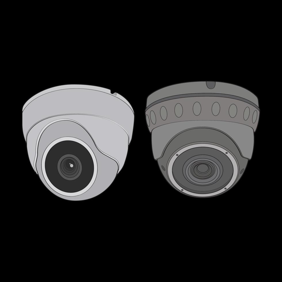 Set of cctv in coloring vector style, isolated on black background. Cctv in coloring vector style for coloring book.