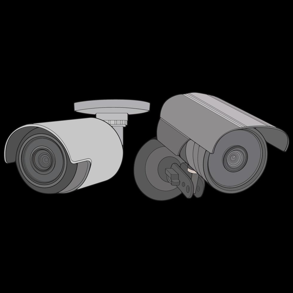 conjunto de cctv en estilo vectorial para colorear, aislado en fondo negro. cctv en estilo vectorial para colorear para colorear libro. vector