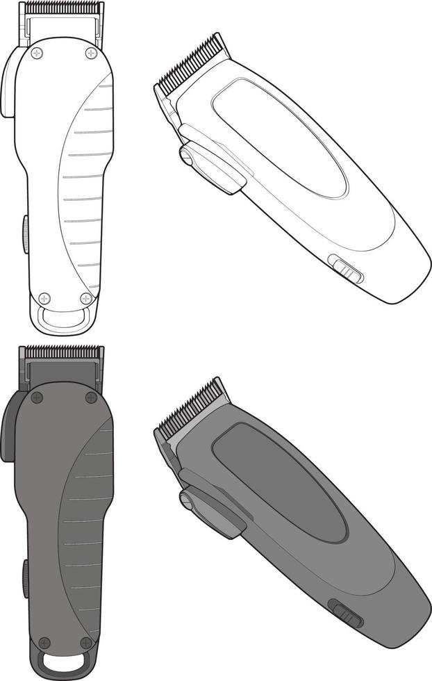 set of hair clipper machine vector  art style. Hairdresser professional tool. Vector art illustration isolated for coloring book.