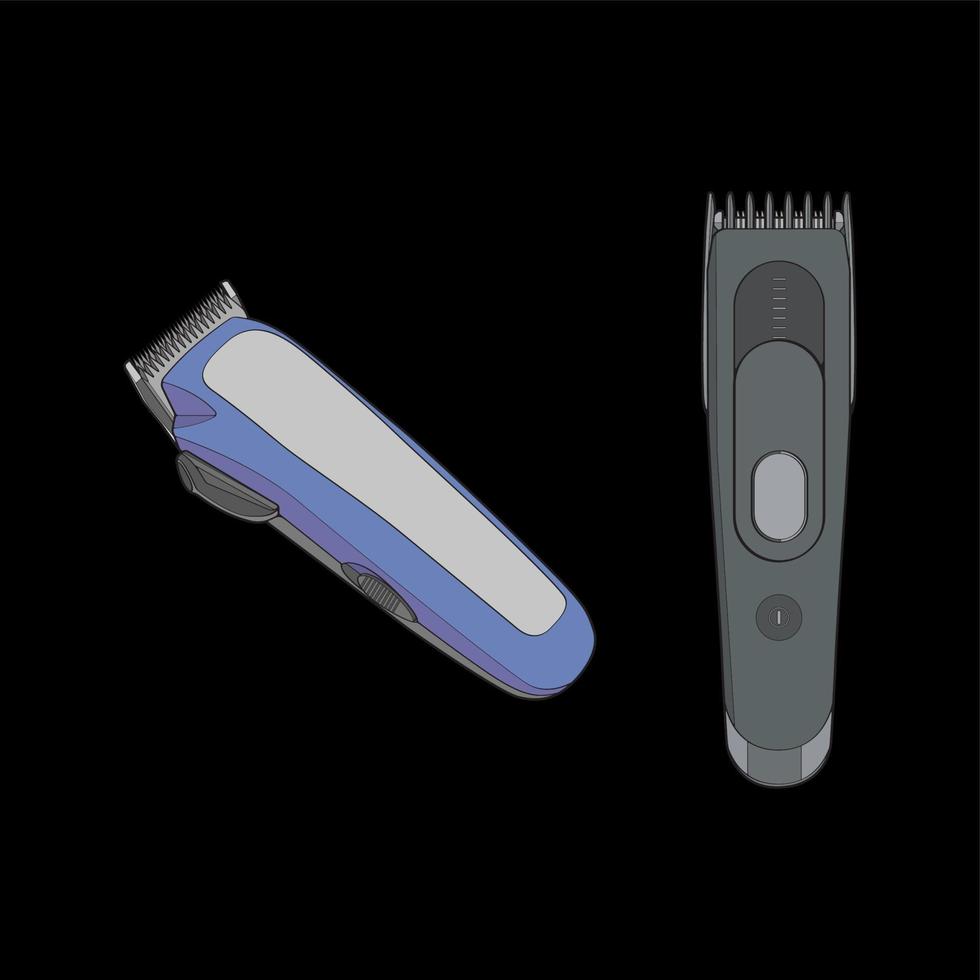 set of hair clipper machine vector  art style. Hairdresser professional tool. Vector art illustration isolated for coloring book.