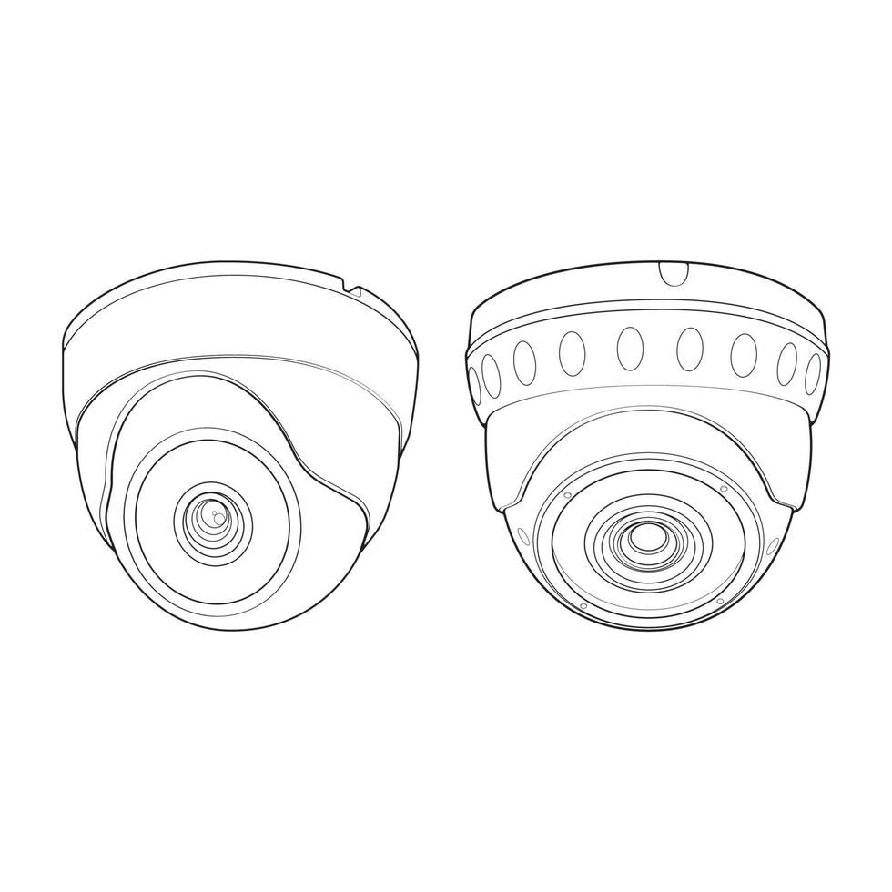 conjunto de cctv en estilo de vector de arte de línea, aislado sobre fondo blanco. cctv en estilo de vector de arte de línea para colorear libro.