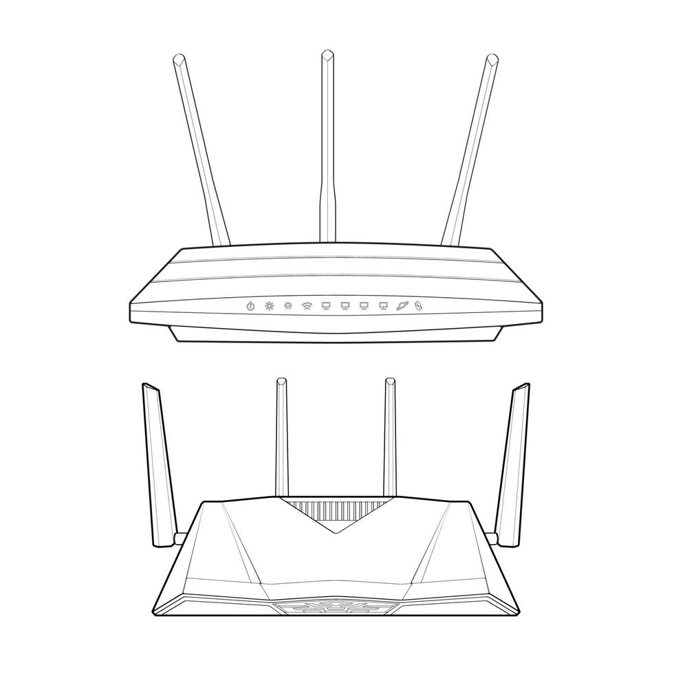 Set router line art vector. Line art vector isolated on white background for coloring book.