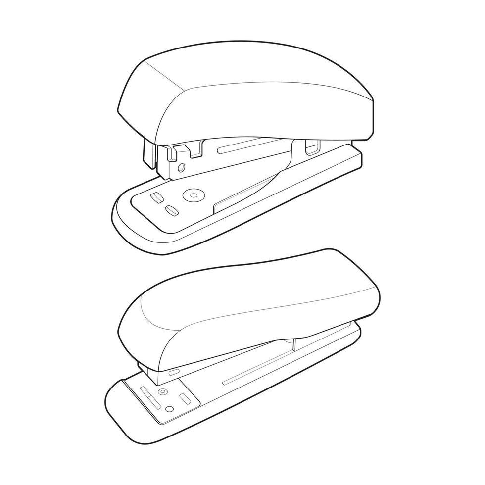 Set of stapler in line art vector style, isolated on white background. stapler in line art vector style for coloring book.