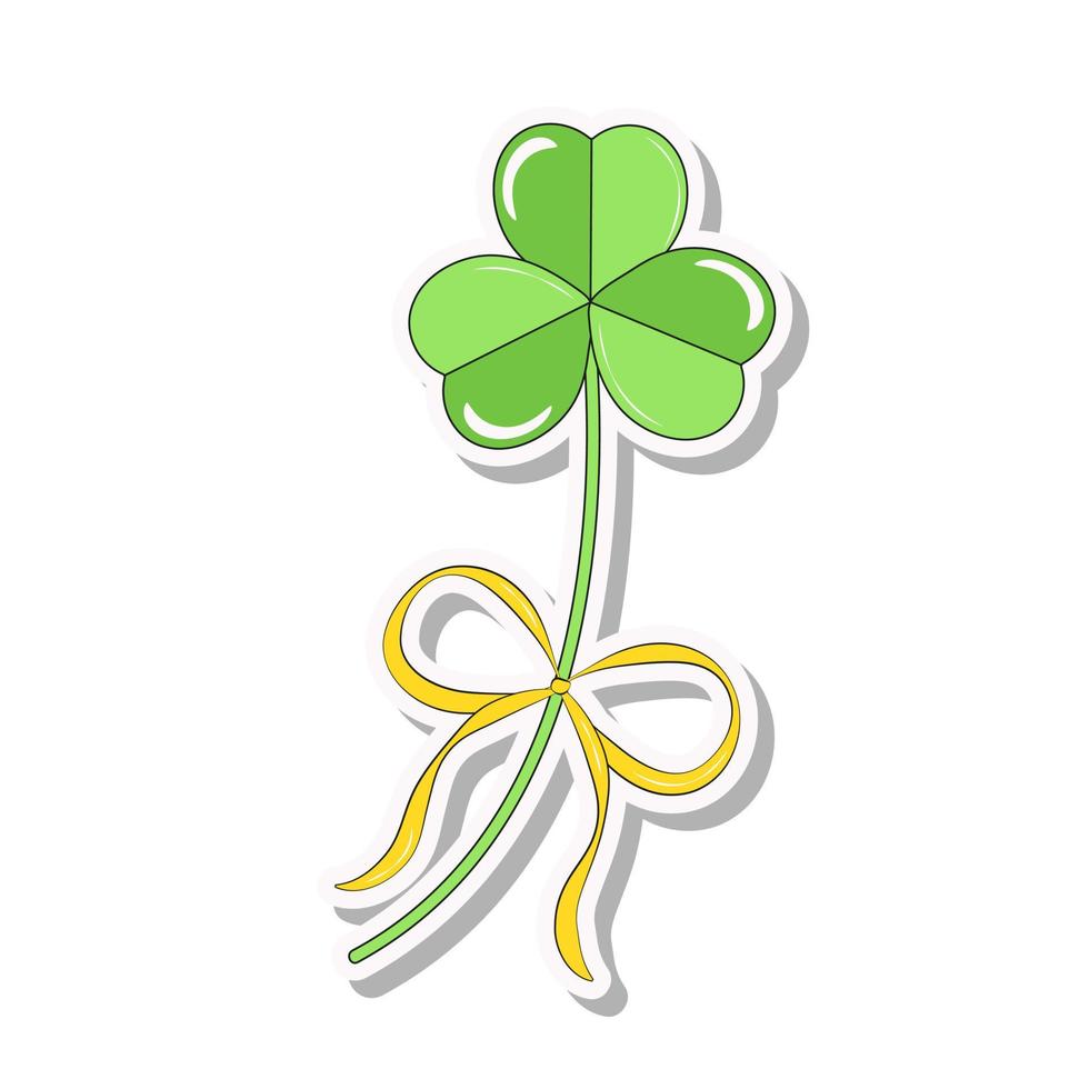 Clover Leaf with Bow Sticker Symbol St Patricks Day vector