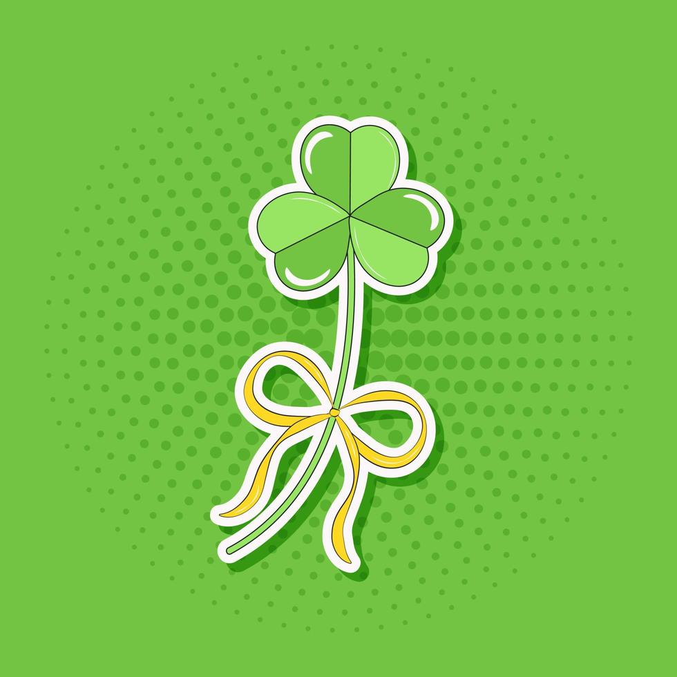 Clover Leaf with Bow Sticker Symbol St Patricks Day vector