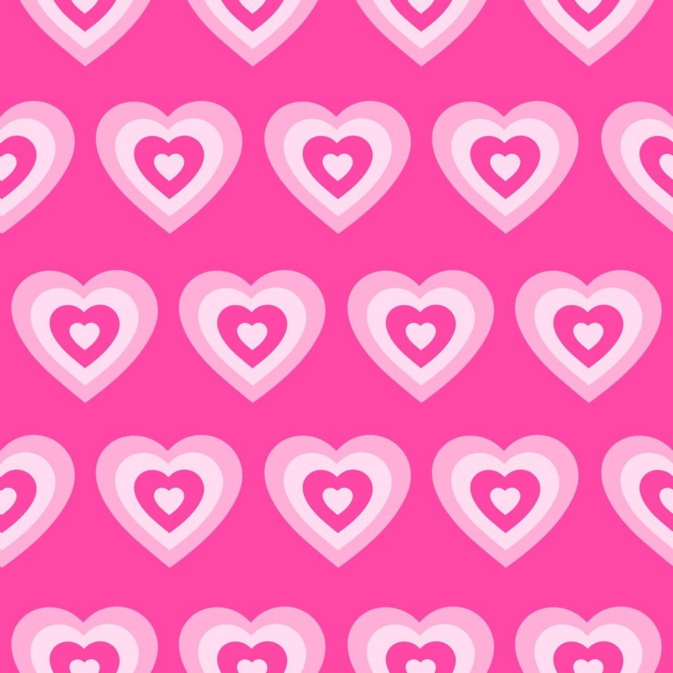 Groovy romantic hearts seamless pattern. Hippie retro print for textile, wrapping paper, web design and social media in style 60s, 70s. Vector illustration