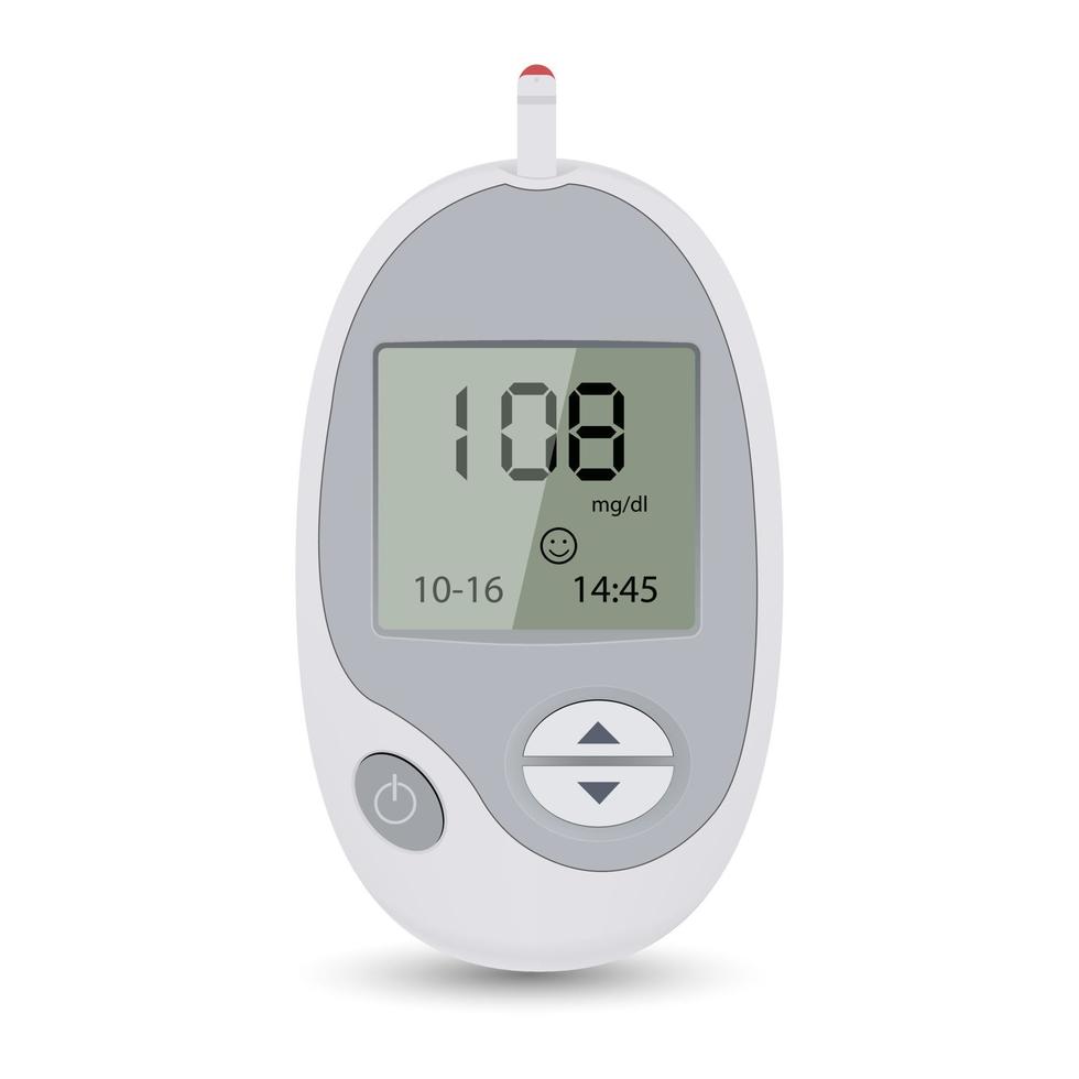 Glucometer isolated on white background. Blood sugar test device vector