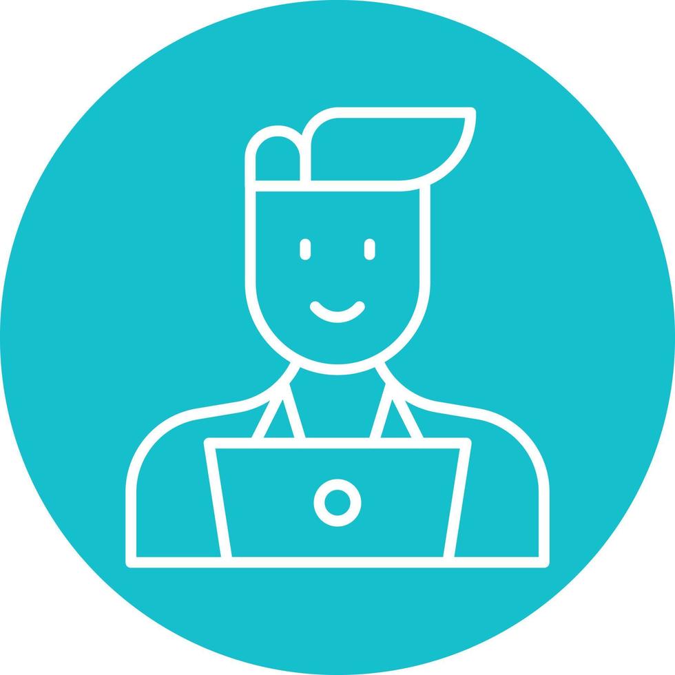 Programmer Male Line Circle Background Icon vector