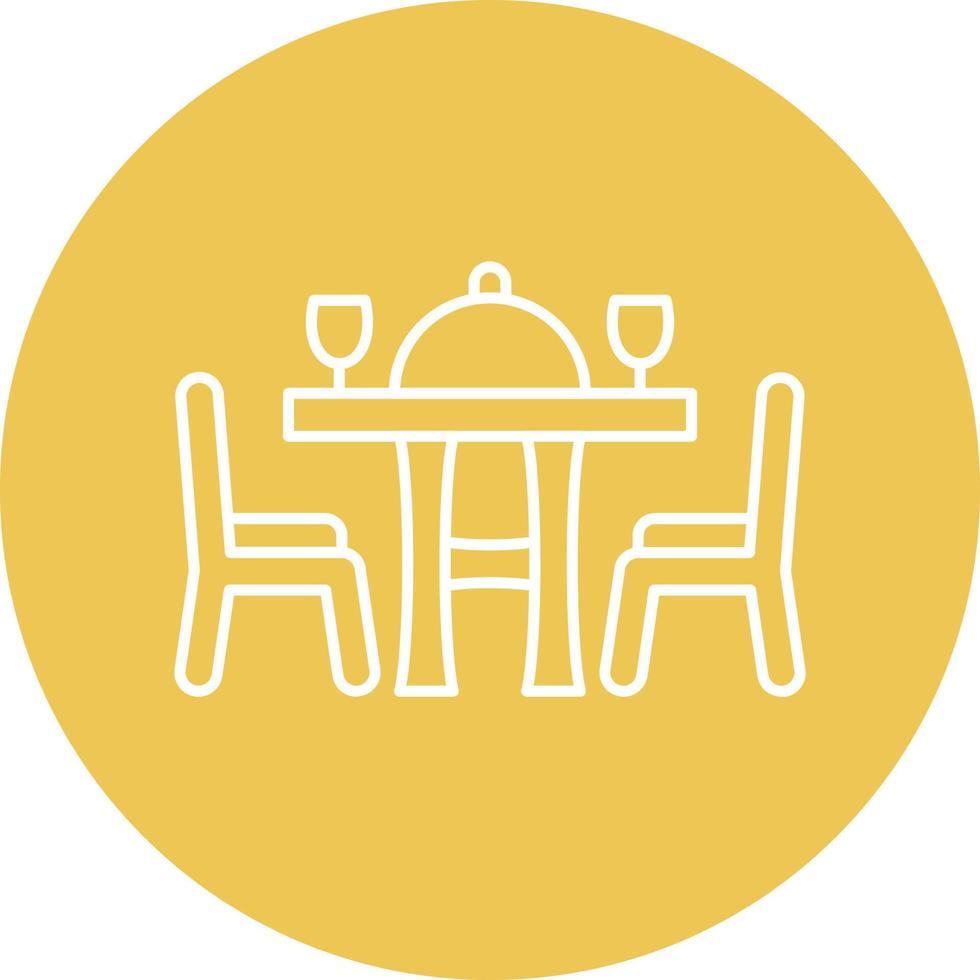 Dining Table Line Circle Background Icon vector