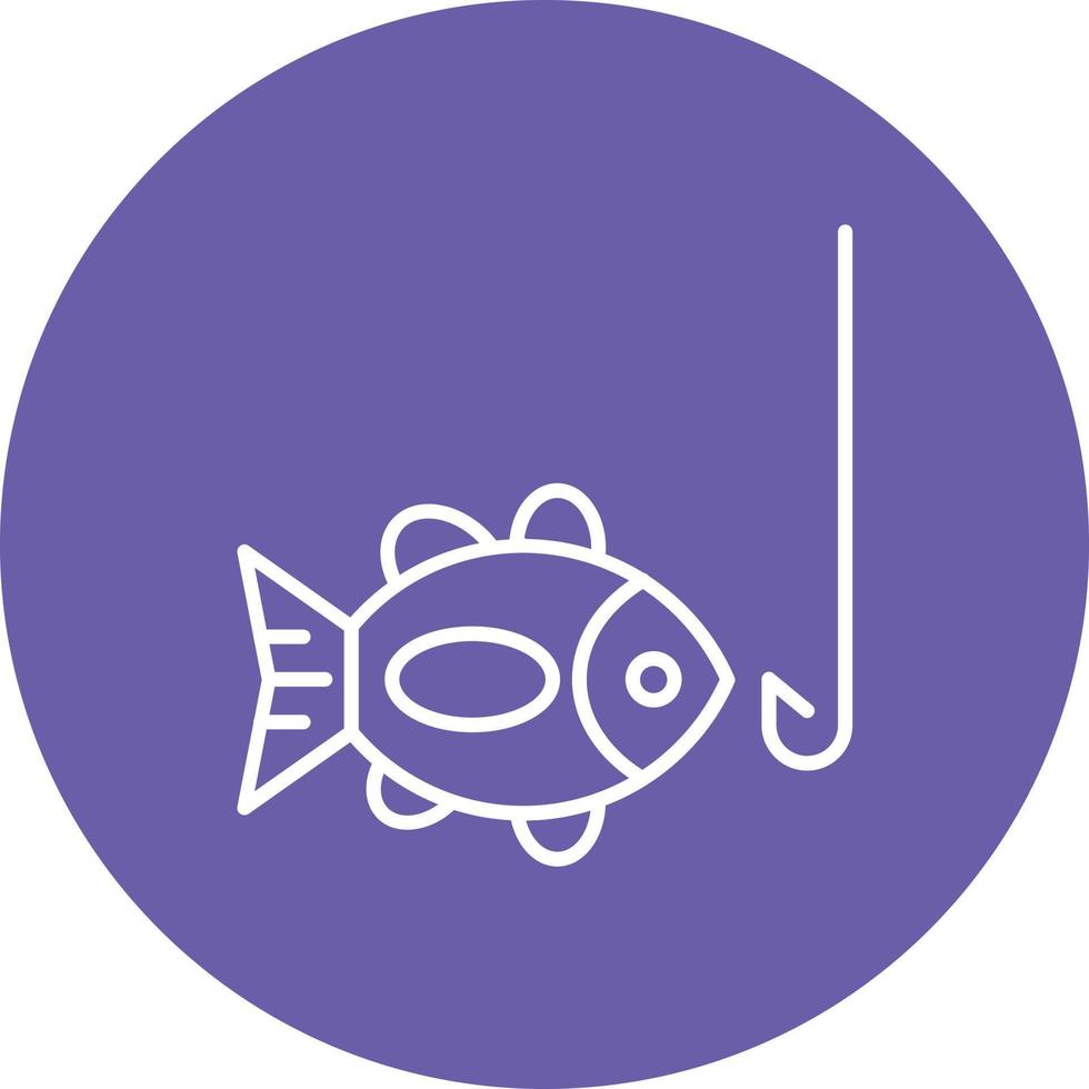 Hooked Fish Line Circle Background Icon vector