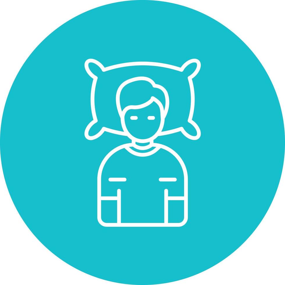 Lying Down Line Circle Background Icon vector