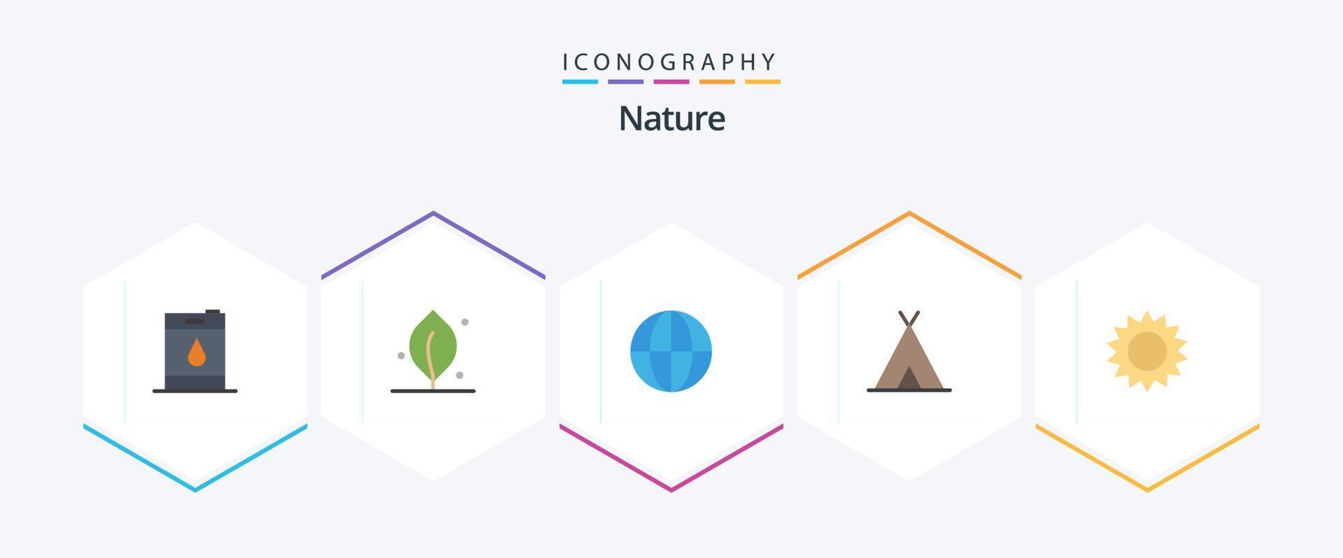 paquete de iconos planos de la naturaleza 25 que incluye. jardín. naturaleza. flor. viajar vector