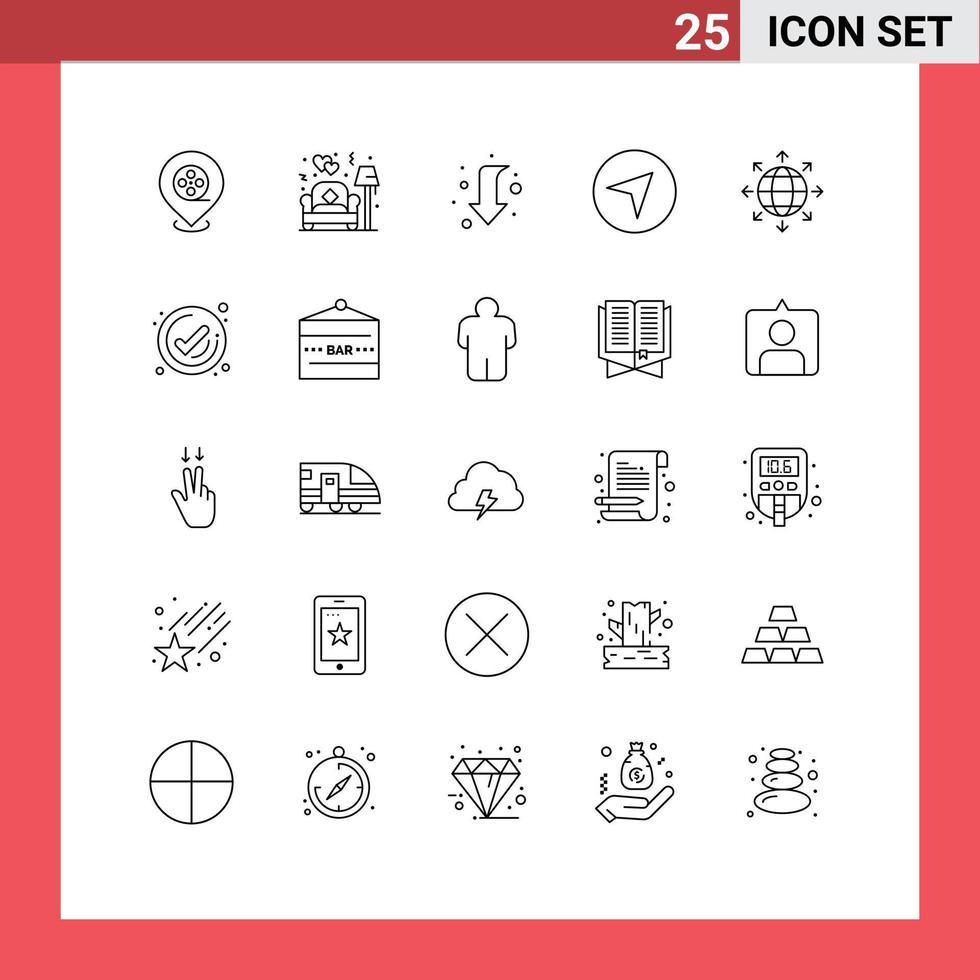 Set of 25 Vector Lines on Grid for world global down connection map Editable Vector Design Elements