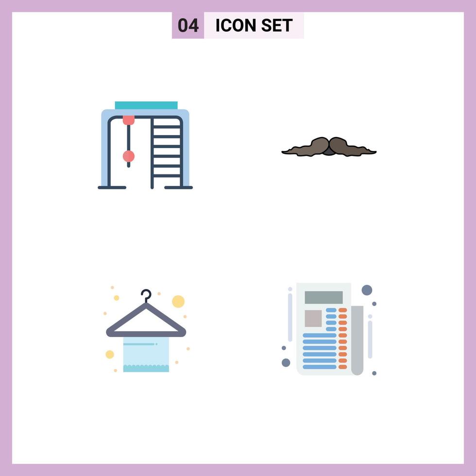 Set of 4 Modern UI Icons Symbols Signs for athletic clothes game movember apparel Editable Vector Design Elements